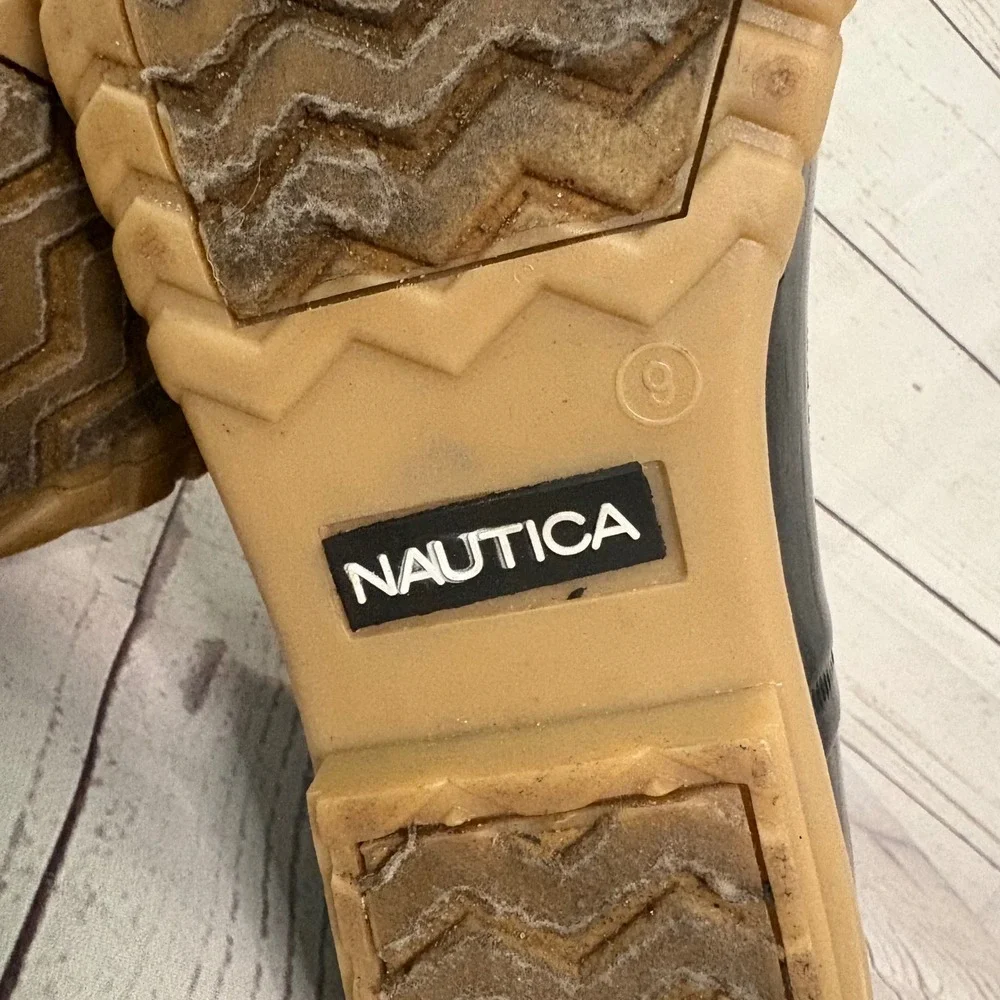 Nautica Meloday Duck Boots Navy Blue Black Waterproof Lace Up Fleece Lined Sz 9‎